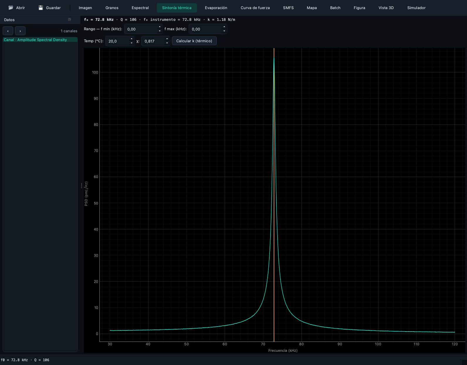 Fathom Thermal Tune perspective with a synthetic resonance spectrum