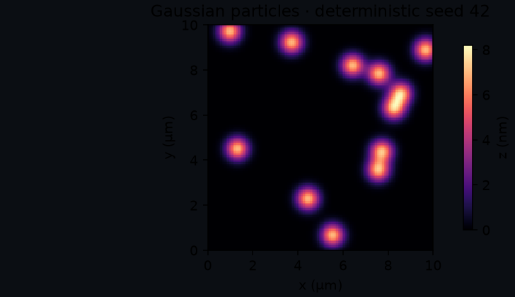 Generated deterministic Gaussian-particle phantom using seed 42